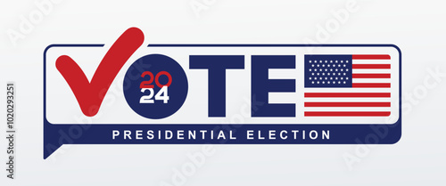 USA election 2024 and vote. Template election event banner, card, poster, background, voting communication. Vote day, November 5. Vector illustration.