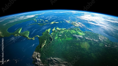 Satellite View of Central America and the Caribbean Sea photo