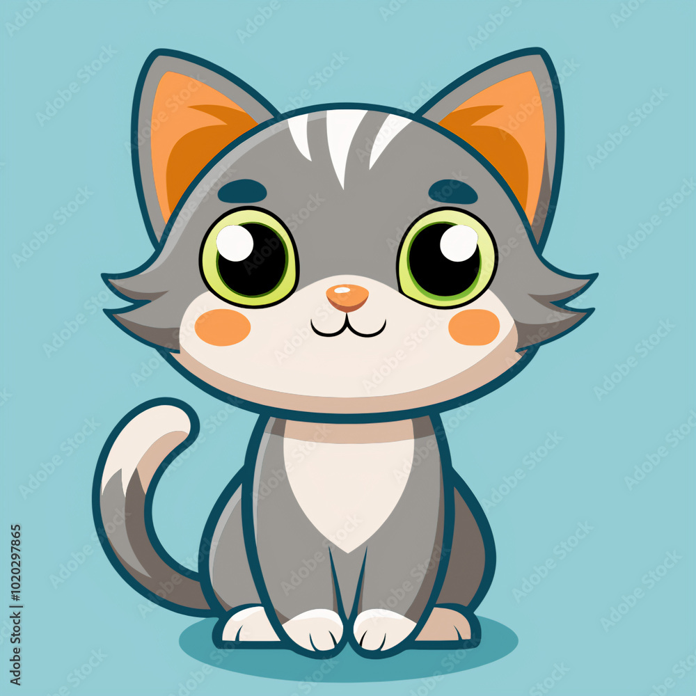 Obraz premium cat, cartoon, animal, pet, vector, kitten, illustration, cute, funny, kitty, drawing, domestic, character, art, fun, baby, design, feline, smile, mammal, fur, tail, clipart, comic, dog