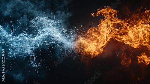 Abstract Photography of Water and Fire Clashing