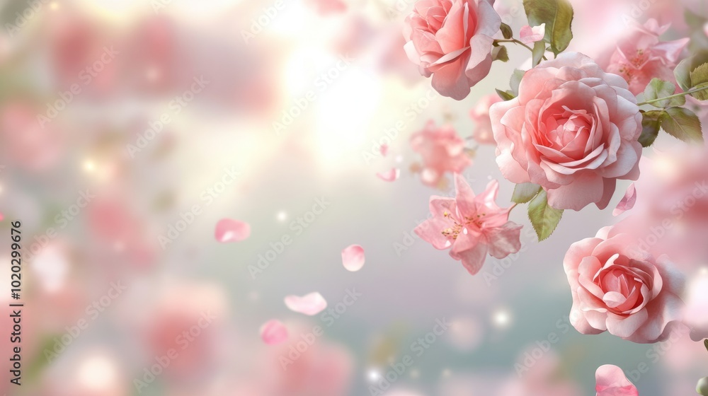Close-up view of a flower garden with blooming roses and delicate petals set against a transparent background, perfect for floral-themed graphics. Close-up view of a flower garden with blooming roses and delicate petals set against a transparent background, perfect for floral-themed graphics.