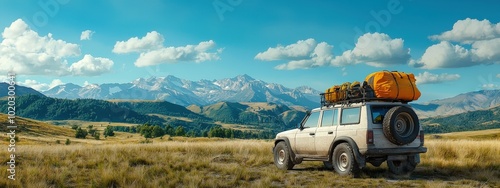 Custom off-road SUV ready for a wilderness adventure with extra gear