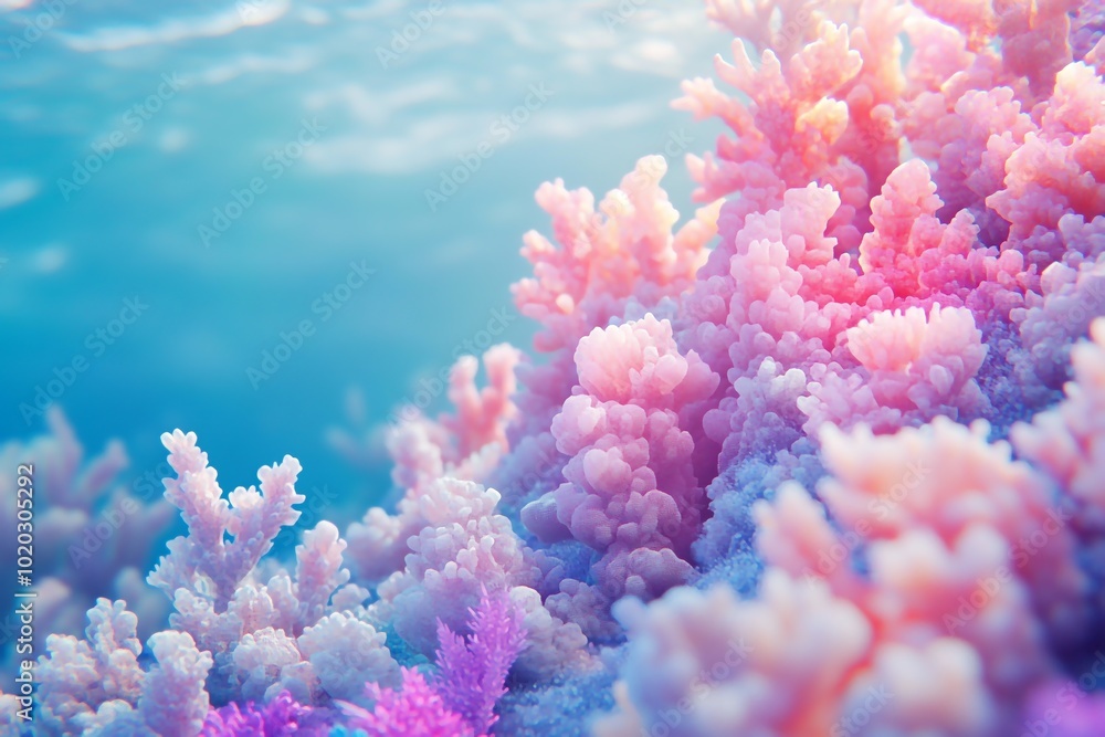 3D Coral Reef, Pastel dreamy underwater Background Wallpaper 3D Coral Reef, Pastel dreamy underwater Background Wallpaper