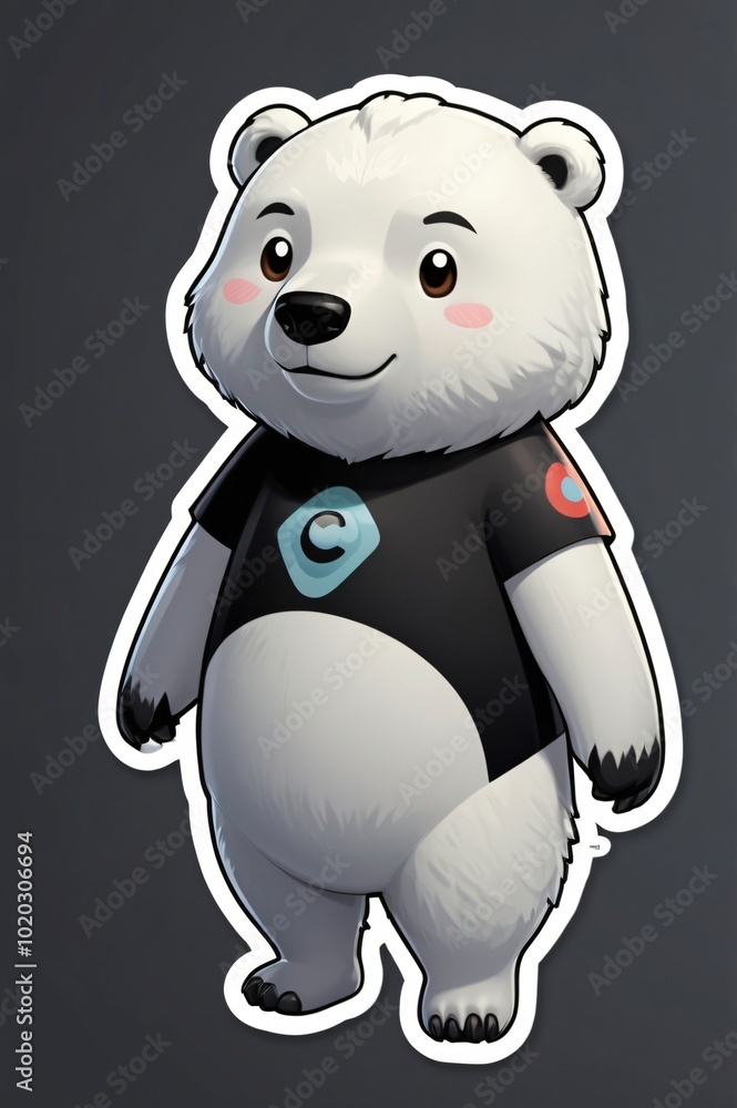 Obraz premium polar bear as diver ,full body,standing on 2 legs, 3d character cartoon