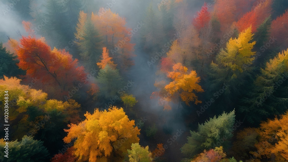 Misty Autumn Forest Path: Serene Nature Walk with Vibrant Foliage and Soft Fog Misty Autumn Forest Path: Serene Nature Walk with Vibrant Foliage and Soft Fog