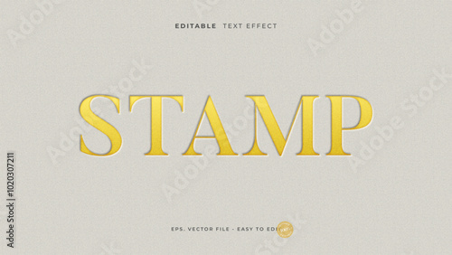 Deboss text effect, gold letter press text style on paper