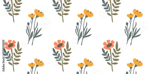 Seamless pattern with delicate pastel flowers