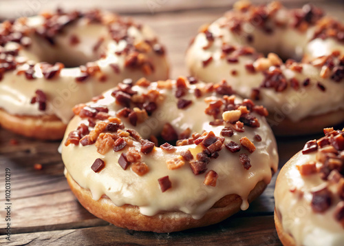 donut with icing sugar. food, donut, sweet, cake, dessert, donuts, doughnut, isolated, chocolate, pastry, white, baked, sprinkles, delicious, sugar, breakfast, bakery, snack, icing, pink, doughnuts, g