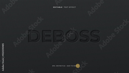 Deboss black paper text effect, paper press text style