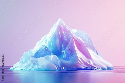 3D Glacial Ice, Icy summit peak Background Wallpaper