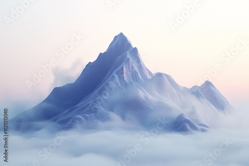 3D Mountain, Enchanted misty fog Background Wallpaper