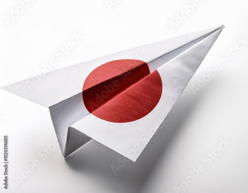 Bild auf Leinwand a paper airplane with the national colors of japan