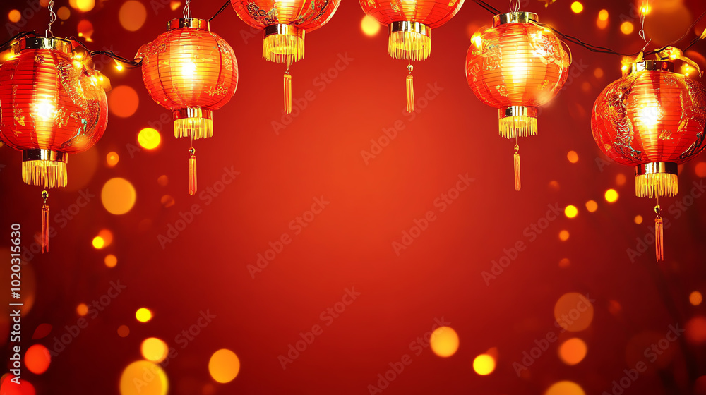 A vibrant display of traditional red lanterns illuminating a warm background, perfect for festive celebrations and cultural events. A vibrant display of traditional red lanterns illuminating a warm background, perfect for festive celebrations and cultural events.
