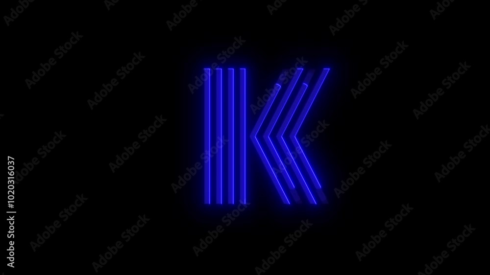 Glowing alphabet K reveal animation Glowing alphabet K reveal animation