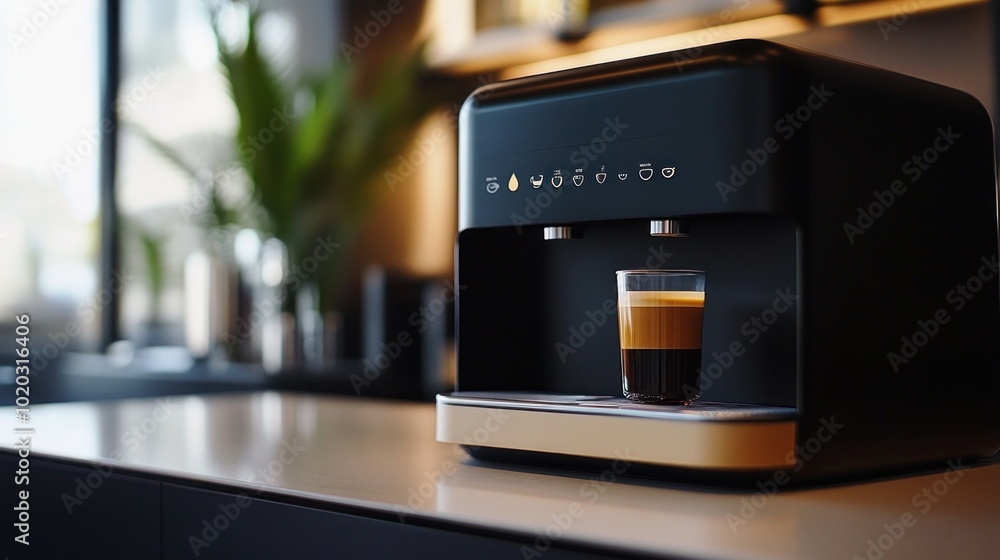 Coffee Machine Brewing Delicious Espresso Coffee Machine Brewing Delicious Espresso