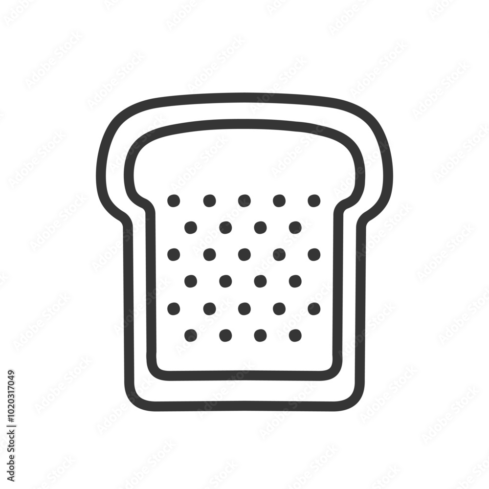 Bread loaf line icon for web design, app interface, logo idea. Toasted bread slice pictogram. Bakery and cooking concept. Vector illustration isolated on white background. Piece of food