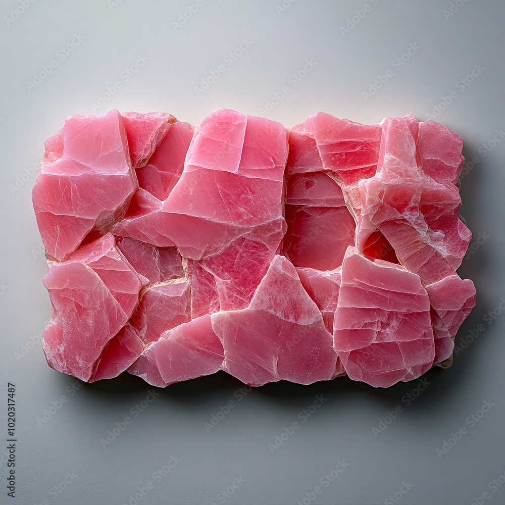 Natural Rose Quartz Slab on Isolated White Background Natural Rose Quartz Slab on Isolated White Background