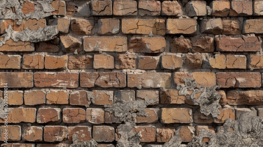 Obraz premium Weathered Brick Wall Texture: Rustic and Vintage Background