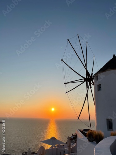 Couchée de soleil à Oia, Grèce