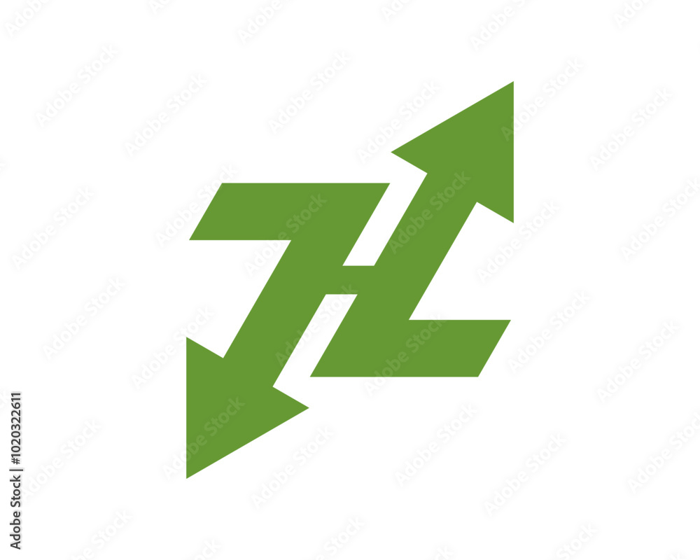 Letter H with green arrow vector logo Letter H with green arrow vector logo