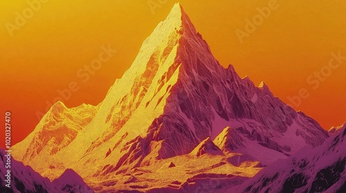 Panoramic view of a prominent mountain peak and a nearby refuge from a plateau showcasing the impressive and steep terrain of a renowned mountain range