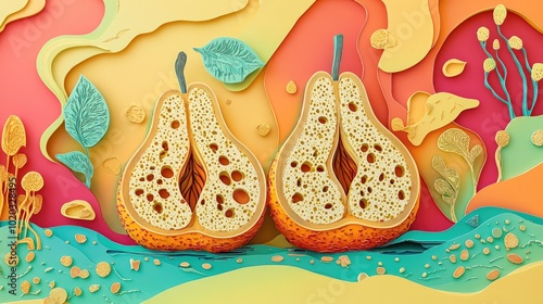 Pears affected by fungal disease and scab Pears with fungal disease and scab issues photo