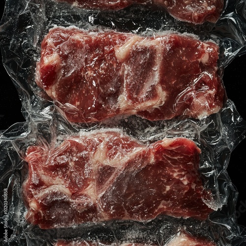 Close-Up of Frozen Meat in Packaging photo