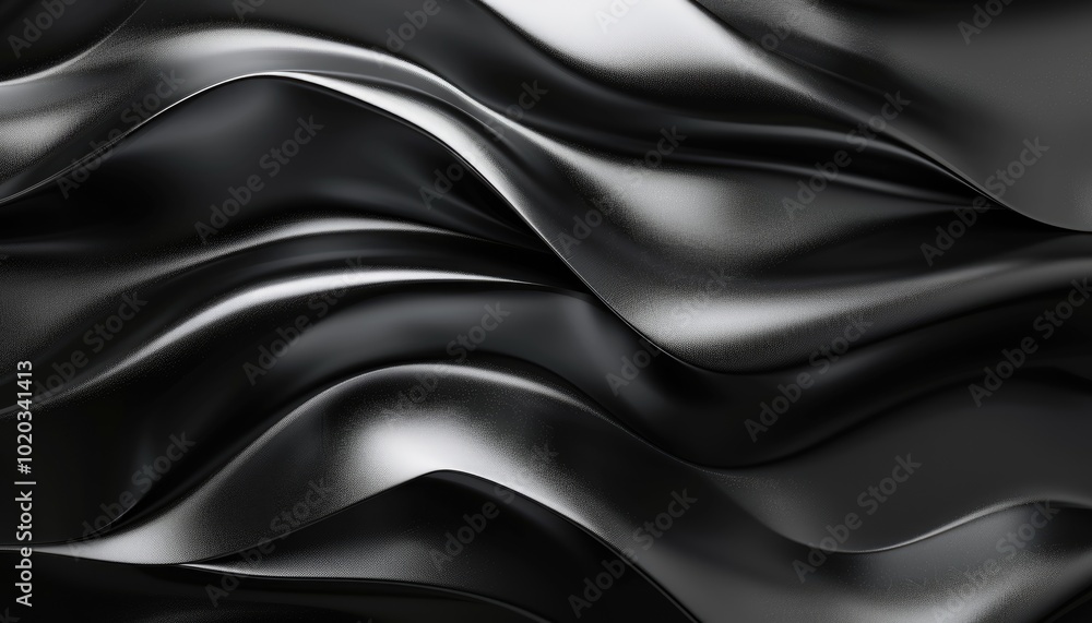 Obraz premium Abstract Black Wavy Surface with Textured Pattern