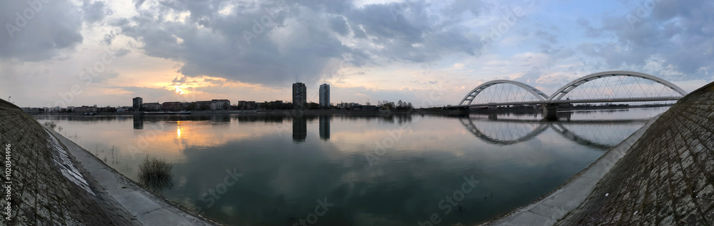 Naklejka premium banks of Danube river in Novi Sad