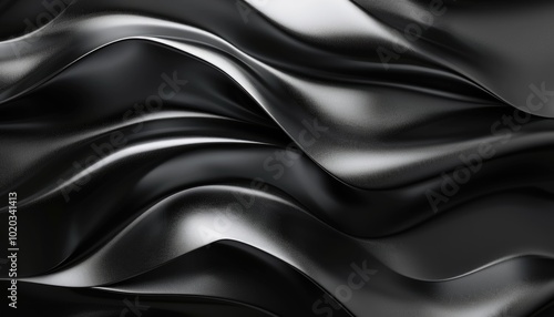 Abstract Black Wavy Surface with Textured Pattern