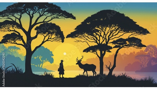 Single Color Silhouette Scenes nature landscapes