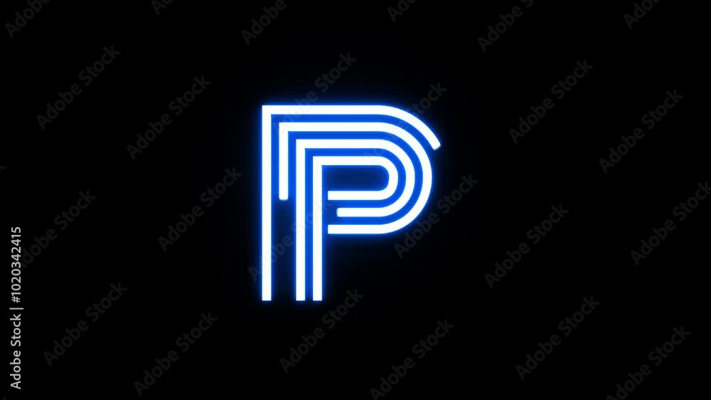 Glowing alphabet P reveal animation Glowing alphabet P reveal animation
