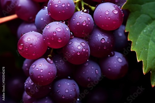 Wallpaper Mural Grapes with water drops isolated on black background Torontodigital.ca
