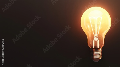 A bright lightbulb emits glowing rays, symbolizing ideas and inspiration