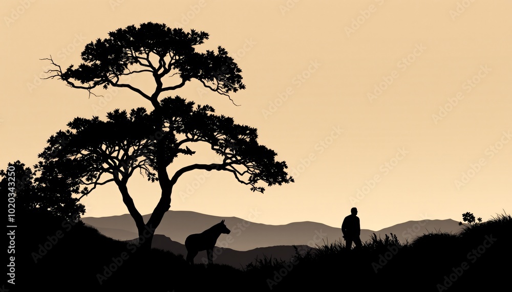 Single Color Silhouette Scenes nature landscapes Single Color Silhouette Scenes nature landscapes