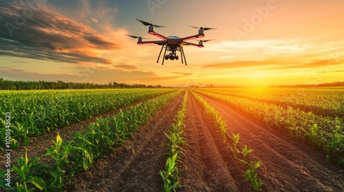 Corn field monitoring technology using smart drones and sensors for precision agriculture and optimized crop management photo