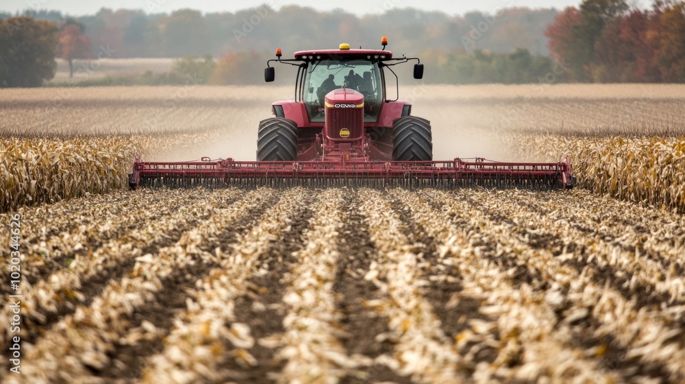 Fototapeta premium Corn industry innovation: Automated planting, irrigation, and harvesting technologies transforming modern corn farming