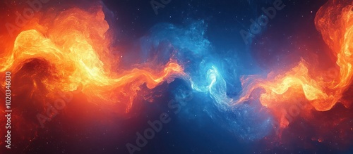 Abstract swirling flames in red and blue.