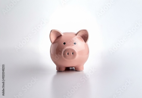 Pink piggy bank isolated on white background.