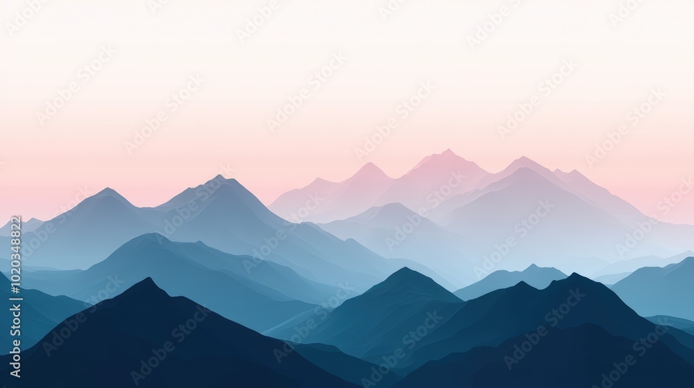 Fototapeta premium Silhouetted mountains at sunrise.
