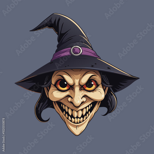 A witch mask with a sharp teeth
