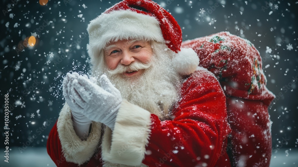 The Joyful Santa in Snow The Joyful Santa in Snow
