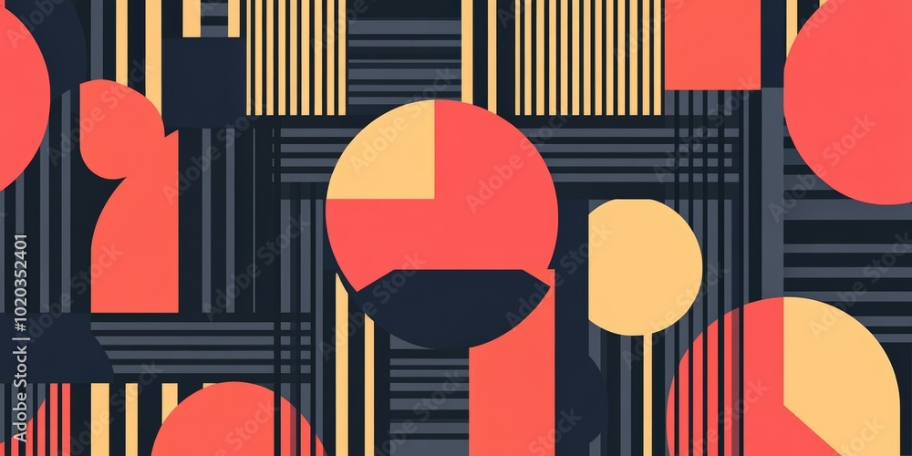 Abstract geometric pattern in red, yellow, and blue. Abstract geometric pattern in red, yellow, and blue.