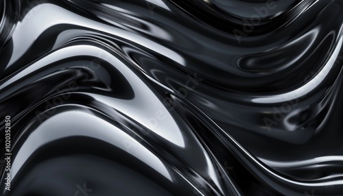 Abstract Black Wavy Surface with Glossy Finish