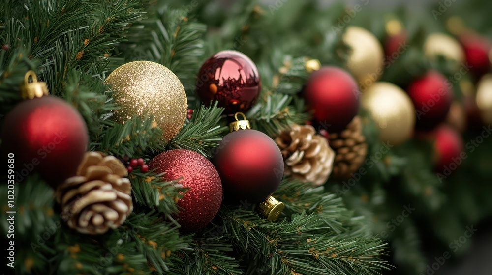 The Christmas Ornaments on Pine The Christmas Ornaments on Pine