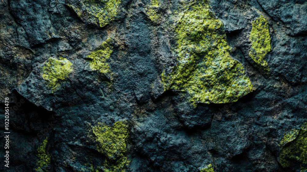 Rough textured stone with natural moss and organic growth Rough textured stone with natural moss and organic growth