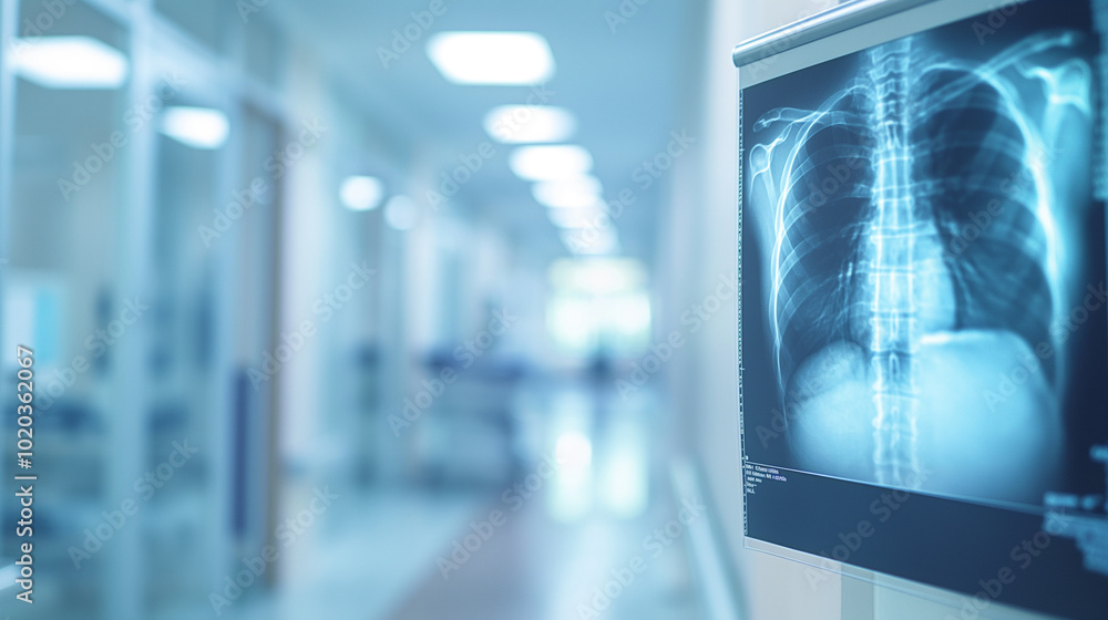 X-ray image of chest on hospital display, medical diagnostic equipment, patient examination in clinical environment, healthcare technology, internal organ scan, radiology and imaging center X-ray image of chest on hospital display, medical diagnostic equipment, patient examination in clinical environment, healthcare technology, internal organ scan, radiology and imaging center