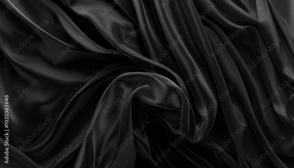 Obraz premium Abstract Black Draped Fabric with Subtle Texture