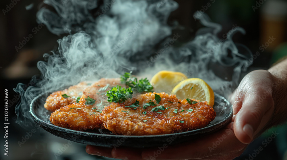 Steaming Hot Crispy Fried Chicken Cutlets Steaming Hot Crispy Fried Chicken Cutlets