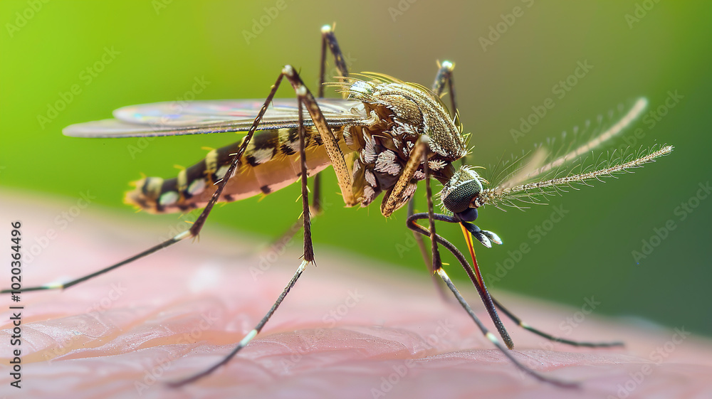 close-up   mosquito on human skin 
